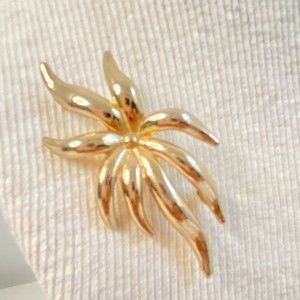 Monet Brooch Gold Tone Starfish Spider Flower Abstract Design
